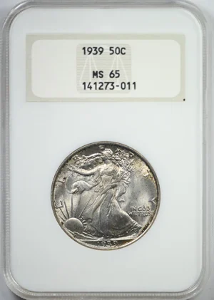 1939 Walking Liberty Half Dollar 50C NGC Fatty MS65