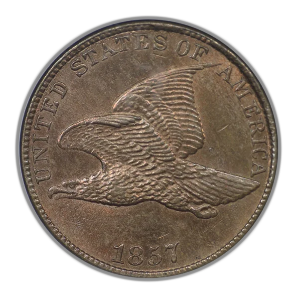 1857 Flying Eagle Cent 1C NGC MS63 CAC - Image 3
