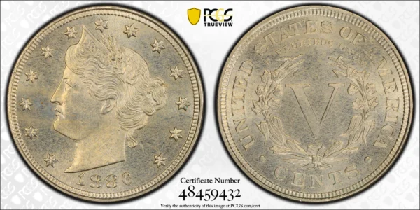 1886 Proof Liberty V-Nickel 5C PCGS PR65+ - Image 3