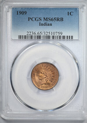 1909 Bronze Indian Head Cent 1C PCGS MS65RB