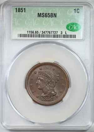 1851 Braided Hair Liberty Head Large Cent