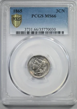 1865 Three Cent Nickel Piece 3CN PCGS MS66