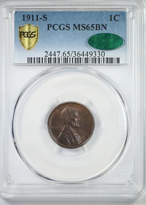 1911-S Lincoln Wheat Cent 1C PCGS MS65BN CAC