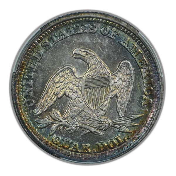 1854 Liberty Seated Quarter 25C CAC MS63+ Arrows - TONED! - Image 4