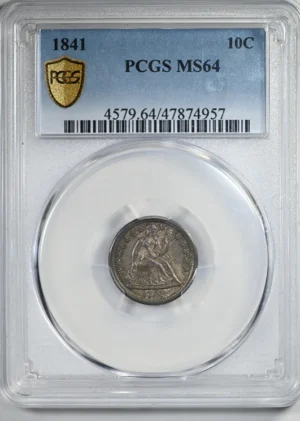 1841 Liberty Seated Dime 10C PCGS MS64