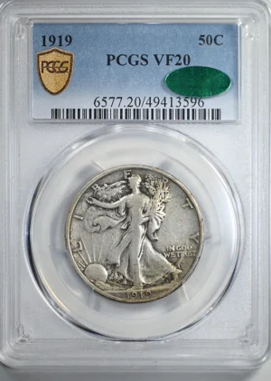 1919 Walking Liberty Half Dollar 50C PCGS VF20 CAC