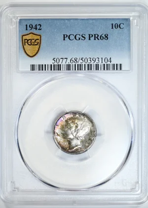 1942 Proof Mercury Dime 10C PCGS PR68