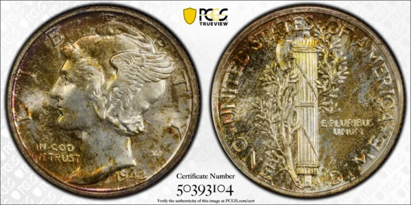 1942 Proof Mercury Dime 10C PCGS PR68 - Image 4
