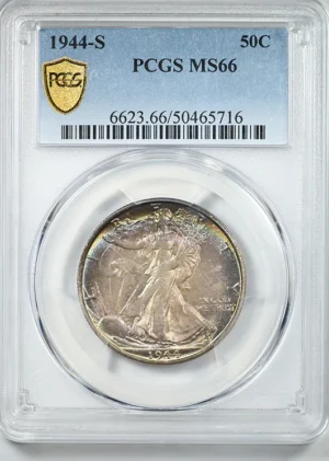 1944-S Walking Liberty Half Dollar 50C PCGS MS66 - TONED!