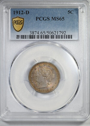 1912-D Liberty V-Nickel 5C PCGS MS65 - TONED!