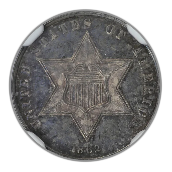 1862 Silver Three Cent Piece 3CS NGC MS66 - Image 3