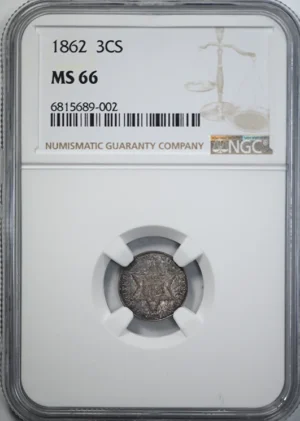 1862 Silver Three Cent Piece 3CS NGC MS66