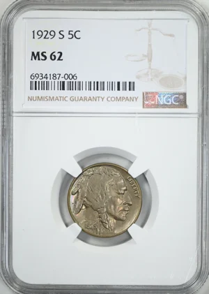 1929-S Buffalo Nickel 5C NGC MS62 - TONED!
