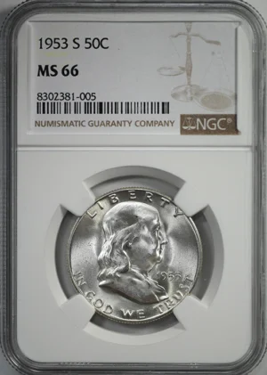 1953-S Franklin Half Dollar 50C NGC MS66