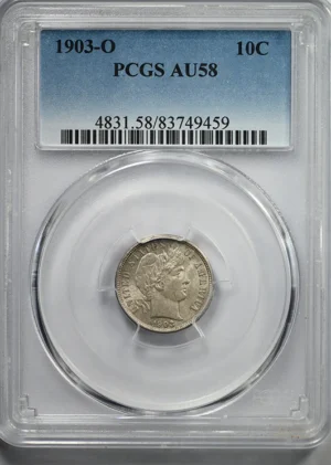 1903-O Barber Dime 10C PCGS AU58