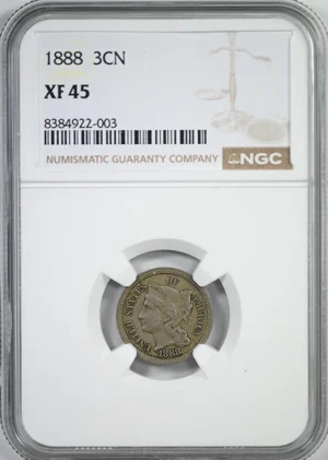 1888 Three Cent Nickel Piece 3CN NGC XF45