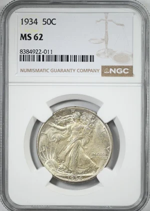 1934 Walking Liberty Half Dollar 50C NGC MS62