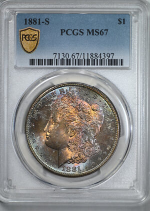 1881-S Morgan Dollar $1 PCGS MS67 - TONED!