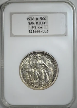 1936-D San Diego Classic Commemorative Half Dollar 50C NGC Fatty MS64