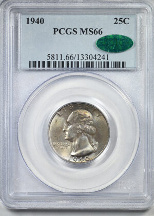 1940 Washington Quarter 25C PCGS MS66 CAC