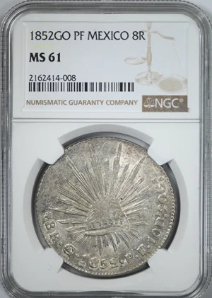 1852 GO PF Mexico 8R Reales NGC MS61