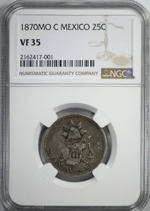 1870 MO C Mexico 25C Centavos NGC VF35