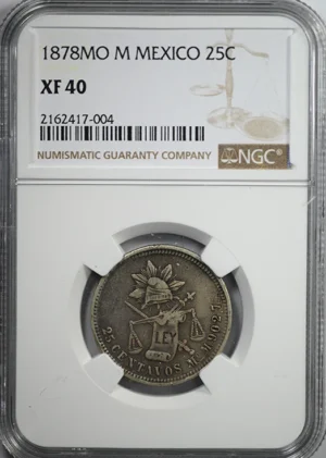 1878 MO M Mexico 25C Centavos NGC XF40