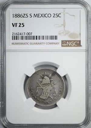 1886 ZS S Mexico 25C Centavos NGC VF25