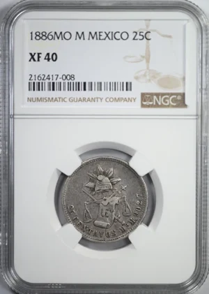 1886 MO M Mexico 25C Centavos NGC XF40