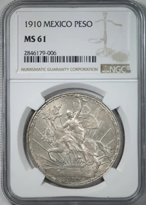 1910 Mexico Silver Peso Caballito NGC MS61