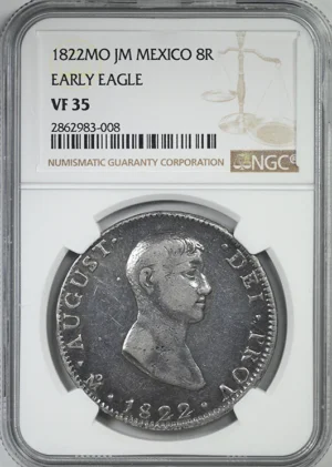 1822 MO JM Mexico 8R Reales Iturbide NGC VF35 - Early Eagle