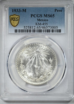 1933-M Mexico Silver Peso PCGS MS65 KM-455