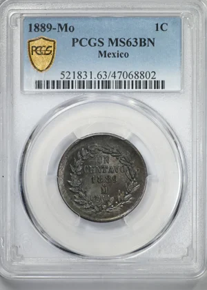 1889-Mo Mexico 1C Centavo PCGS MS63BN - TONED!