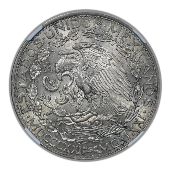 1921 Mo Mexico Silver Dos Pesos S2P NGC AU58 - Independence Centennial - Image 4