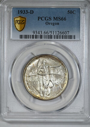 1933-D Oregon Trail Classic Commemorative Half Dollar 50C PCGS MS66