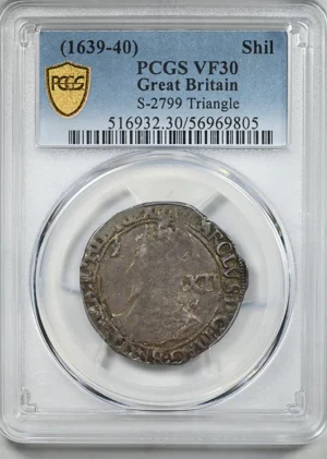 (1639-40) Great Britain Shilling PCGS VF30 S-2799 Triangle