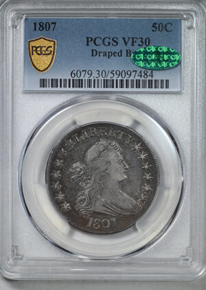 1807 Draped Bust Half Dollar 50C PCGS VF30 CAC