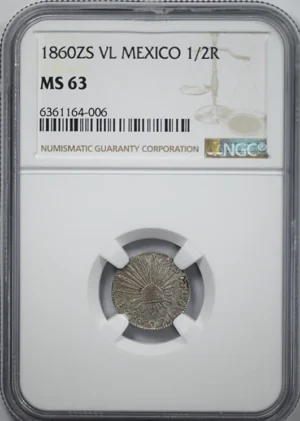 1860 ZS VL Mexico 1/2R Real NGC MS63