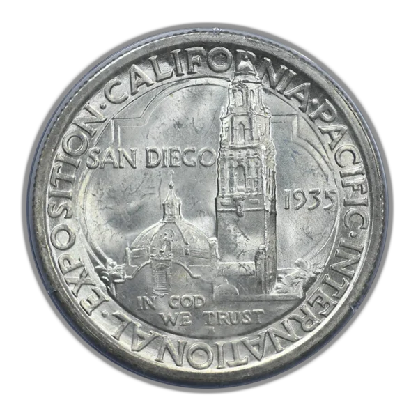 1935-S San Diego Classic Commemorative Half Dollar 50C PCGS Rattler MS64 - Image 4