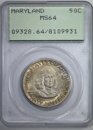 1934 Maryland Classic Commemorative Half Dollar 50C PCGS Rattler MS64