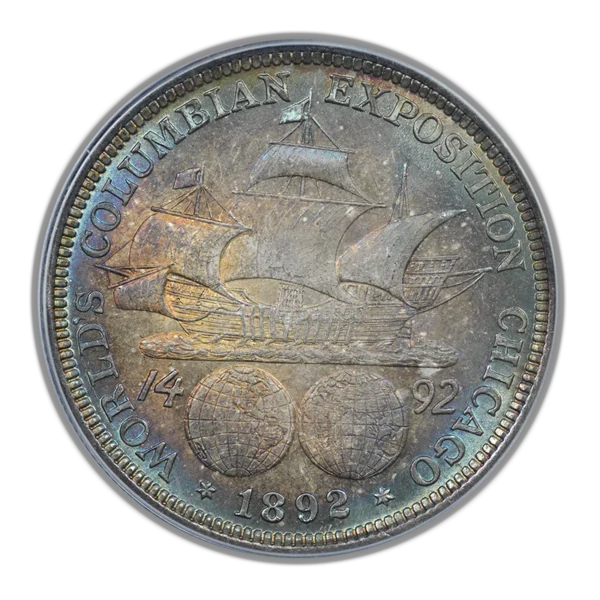 1892 Columbian Exposition Classic Commemorative Half Dollar 50C MS64 CAC OGH - RAINBOW TONED! - Image 4