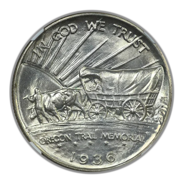 1936 Oregon Trail Classic Commemorative Half Dollar 50C NGC MS66 - Image 4