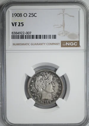 1908-O Barber Quarter