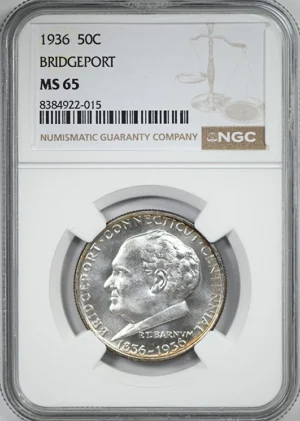 1936 Bridgeport Classic Commemorative Half Dollar 50C NGC MS65