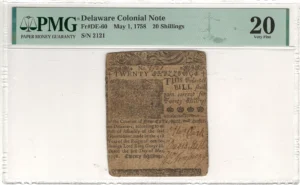 Delaware Colonial Note 20 Shillings PMG