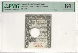 Connecticut Colonial Note 5 Shillings PMG