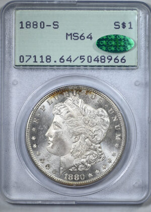 1880-S Morgan Dollar $1 PCGS Rattler MS64 CAC